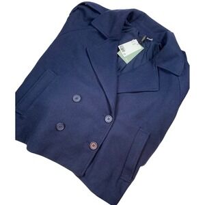 H&M Divided Navy Blue Double Breasted Cropped Pea Coat Jacket XL 1207854-8 New